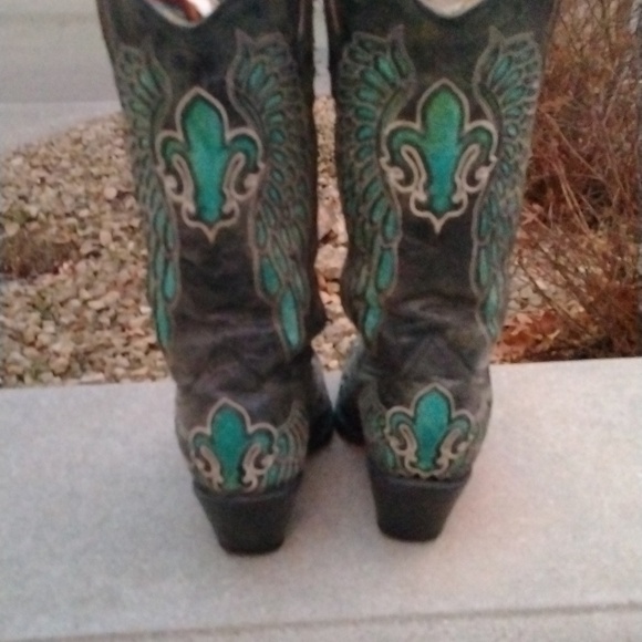 Corral Ladies Boots – Black Turquoise Fleur de Lis – R2337$292.50 size 9.5 - Picture 5 of 16